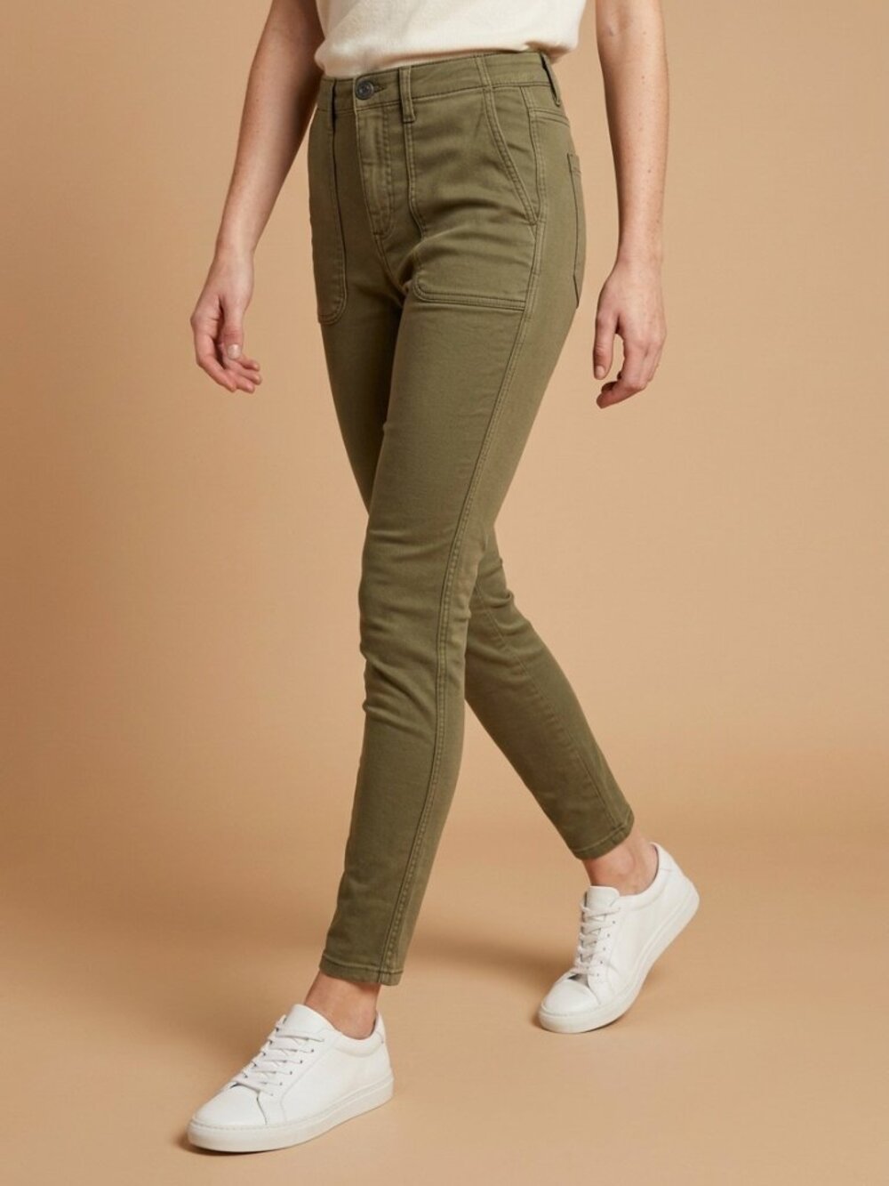 JOIE Army Green Capri Pants Size 28 Stretch Utility Pockets